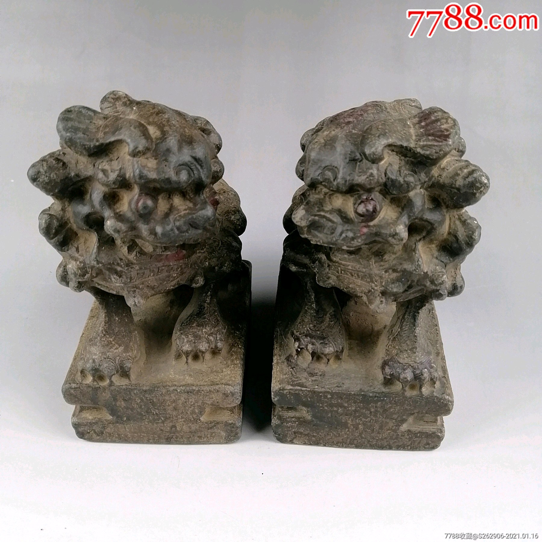 6674清代青石狮子一对_价格2680元【译心堂】_第1张_7788收藏__收藏