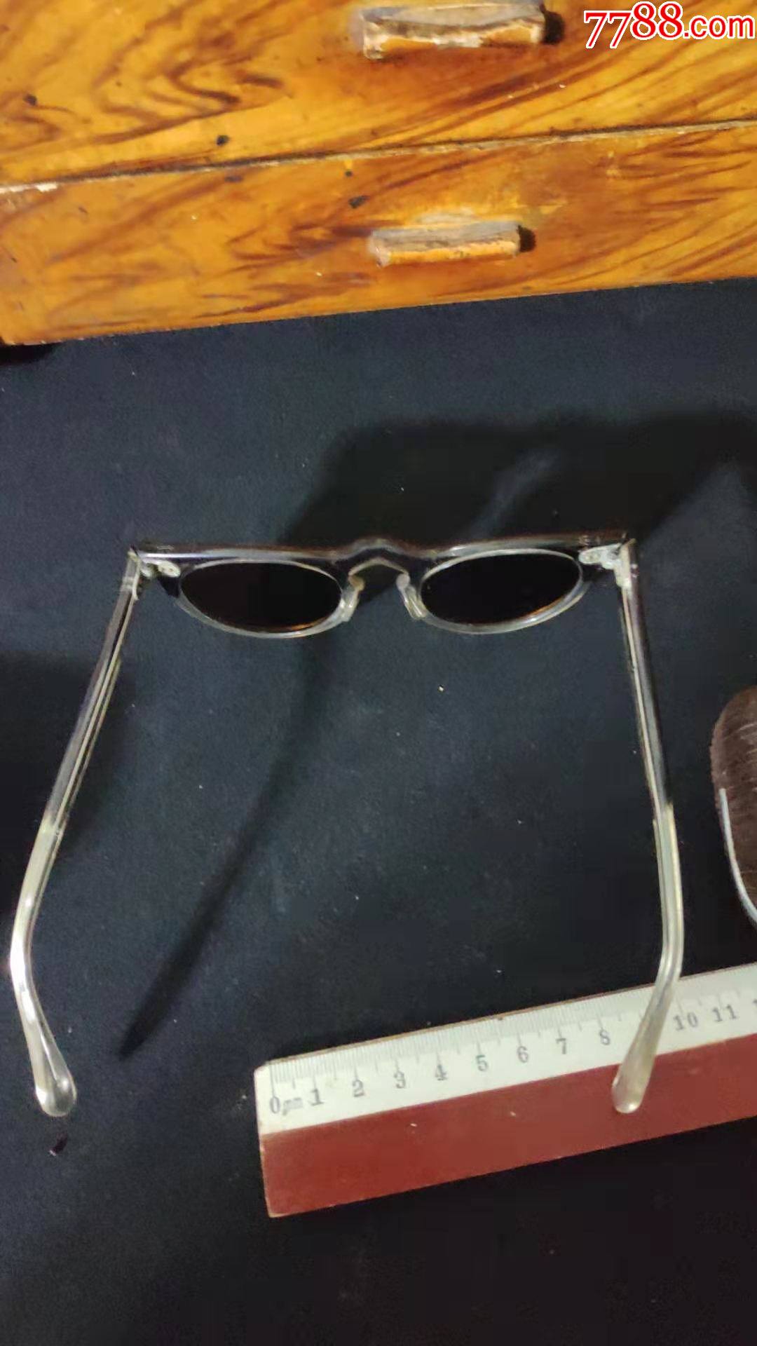 上世纪50-60年代老式茶色镜片水镜眼镜一套民俗老物品.