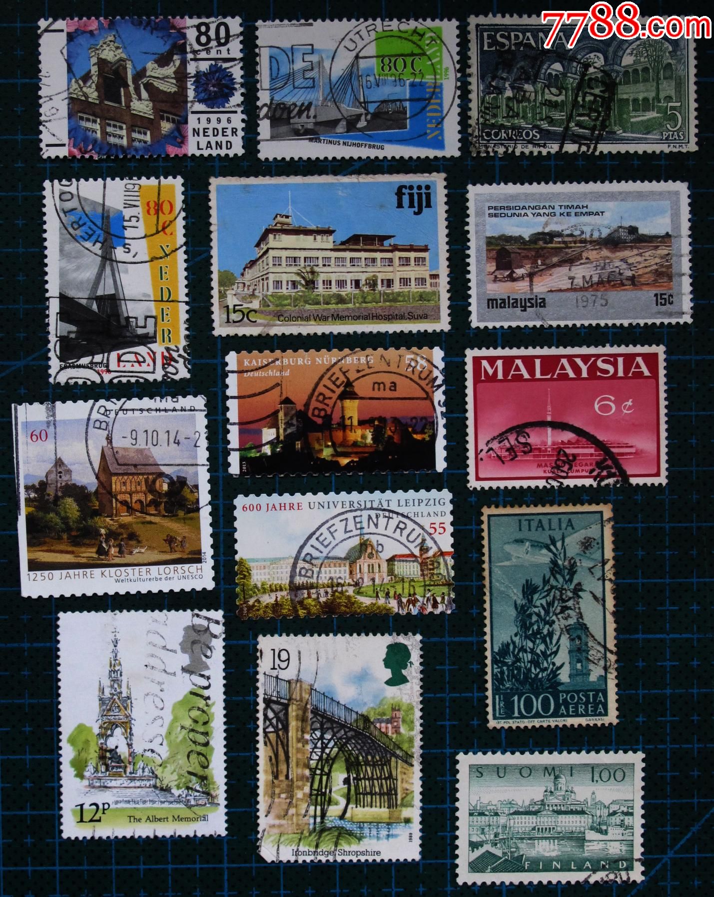 外国邮票英国德国荷兰斐济等国混合邮票票一组信销票