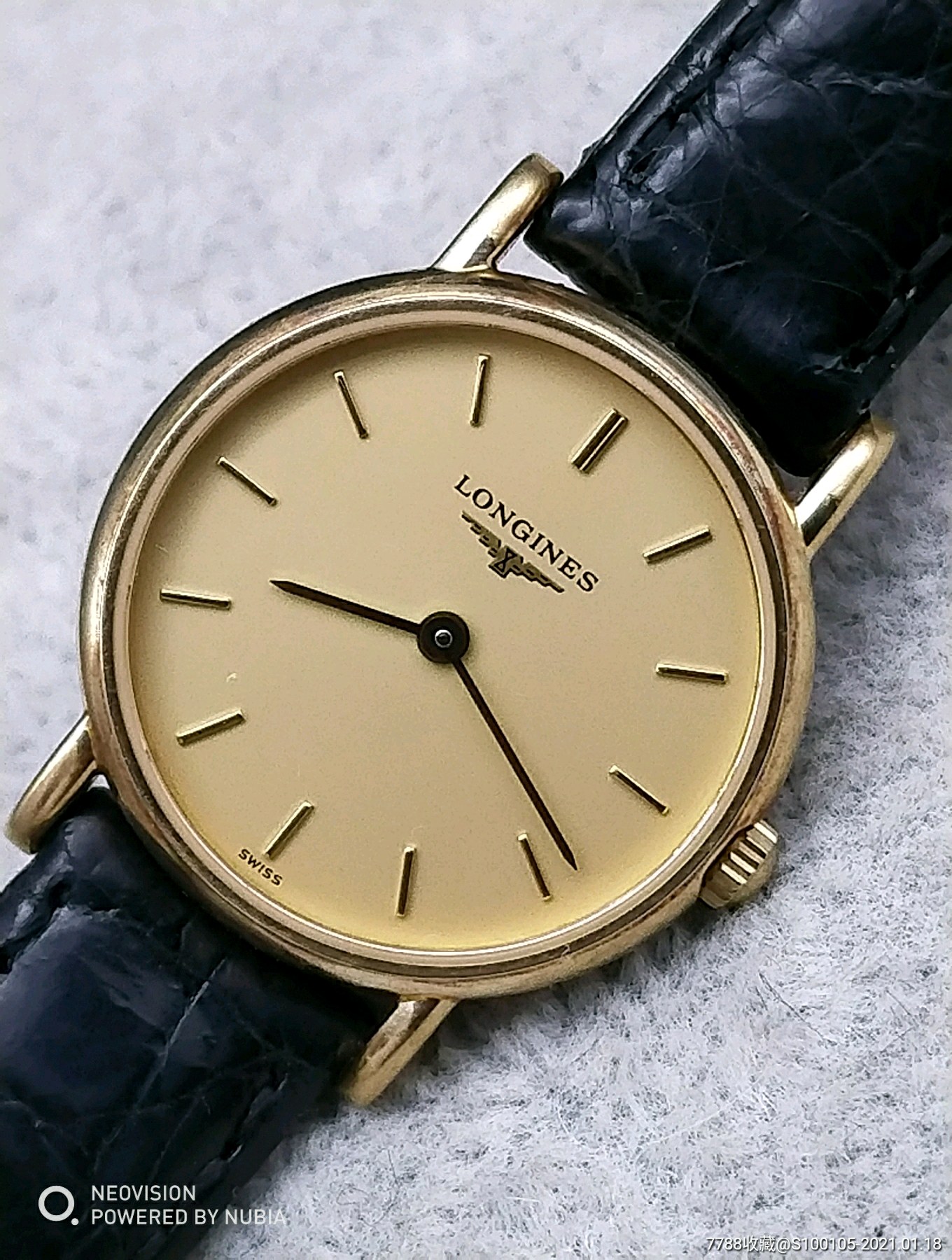 好品相浪琴18k金壳石英女表