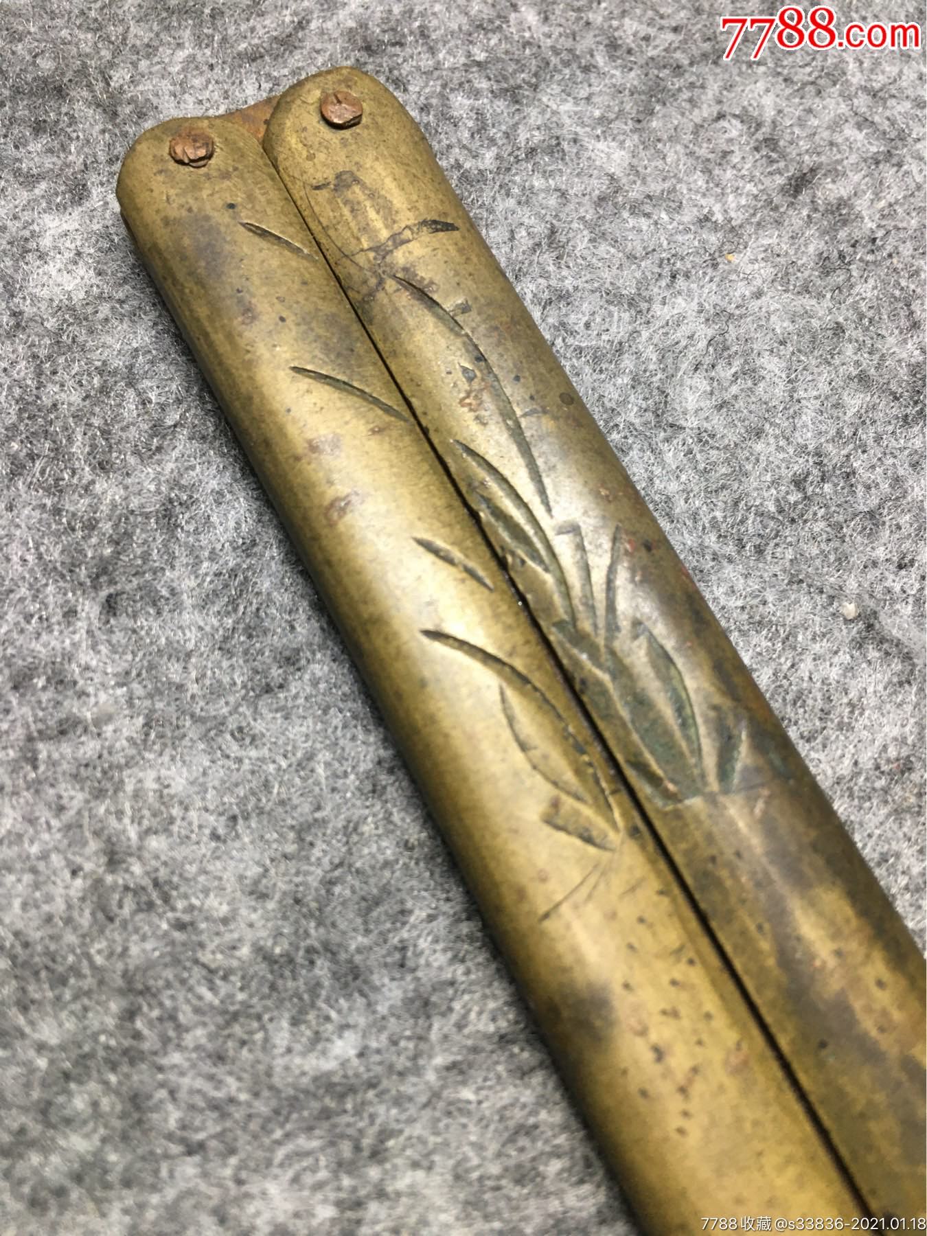 00504清代文房裁纸刀,刻花