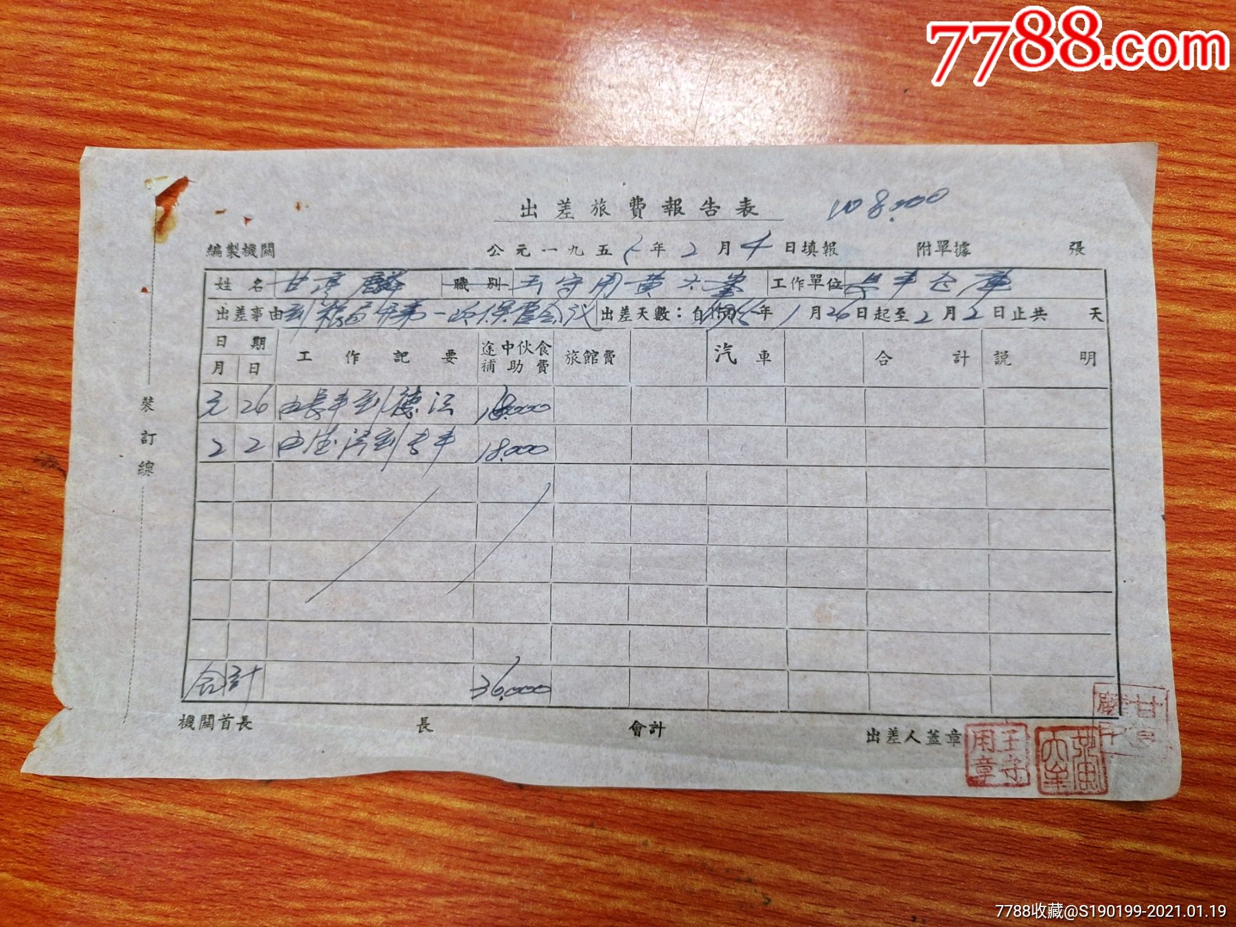 出差旅费报告表由长丰到德江往来