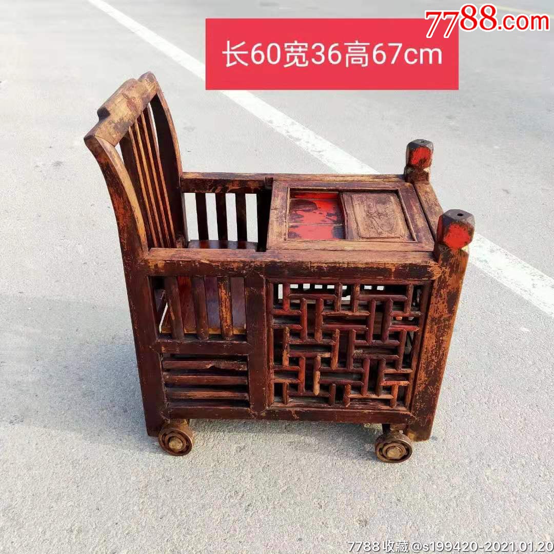 民国榉木婴儿车纯手工制作做工精细品相一流尺寸如图完整漂亮稀有难得
