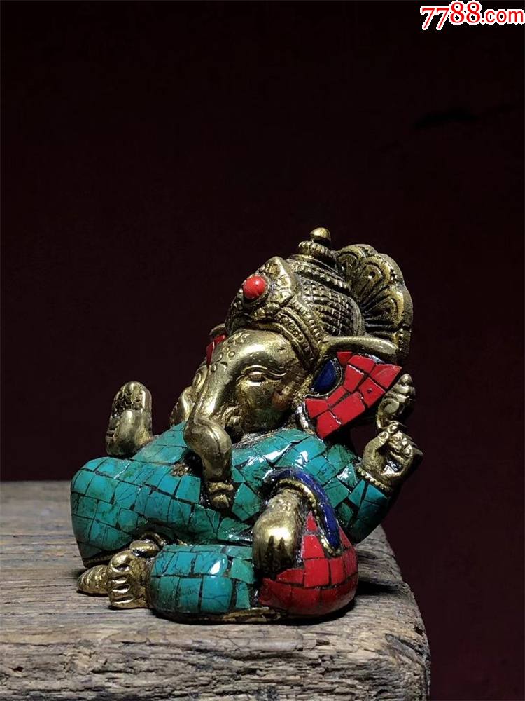 旧藏创汇时期尼泊尔手工铜佛象神(完好完整)