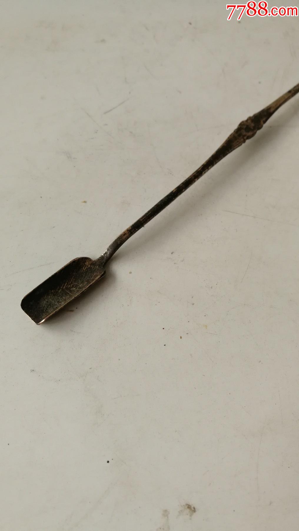 清代中医黄铜药勺药铲一体两用真品老货完好