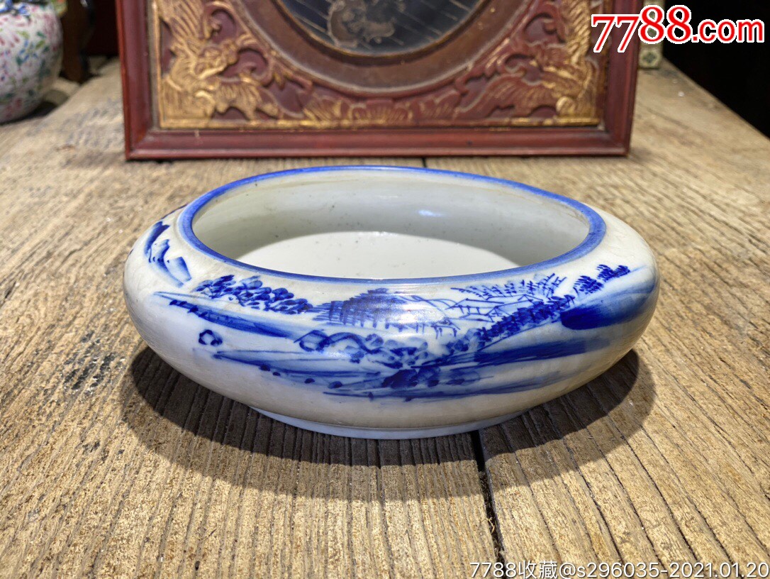 hb0247八十年代山水青花水仙盆_第3张_7788陶瓷