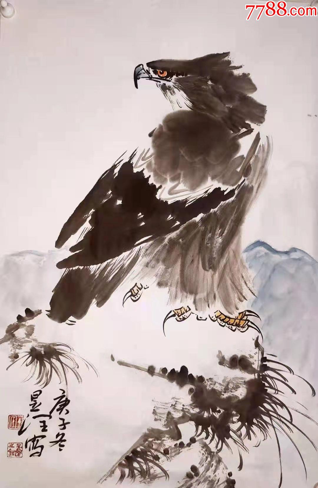 雄鹰图-花鸟国画原作-7788股票收藏
