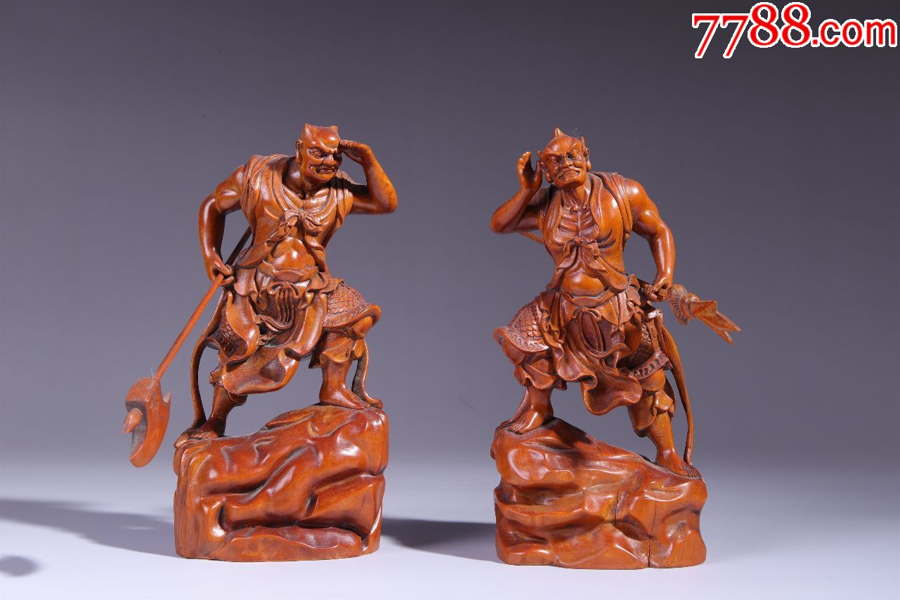 黄杨木千里眼顺风耳_木雕摆件_图片价格_收藏回收_7788粮票收藏