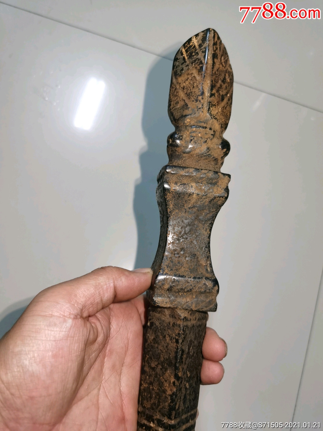 以前收的红山红山文化陨石大权杖,强磁,长40厘米,红山文化高古玉