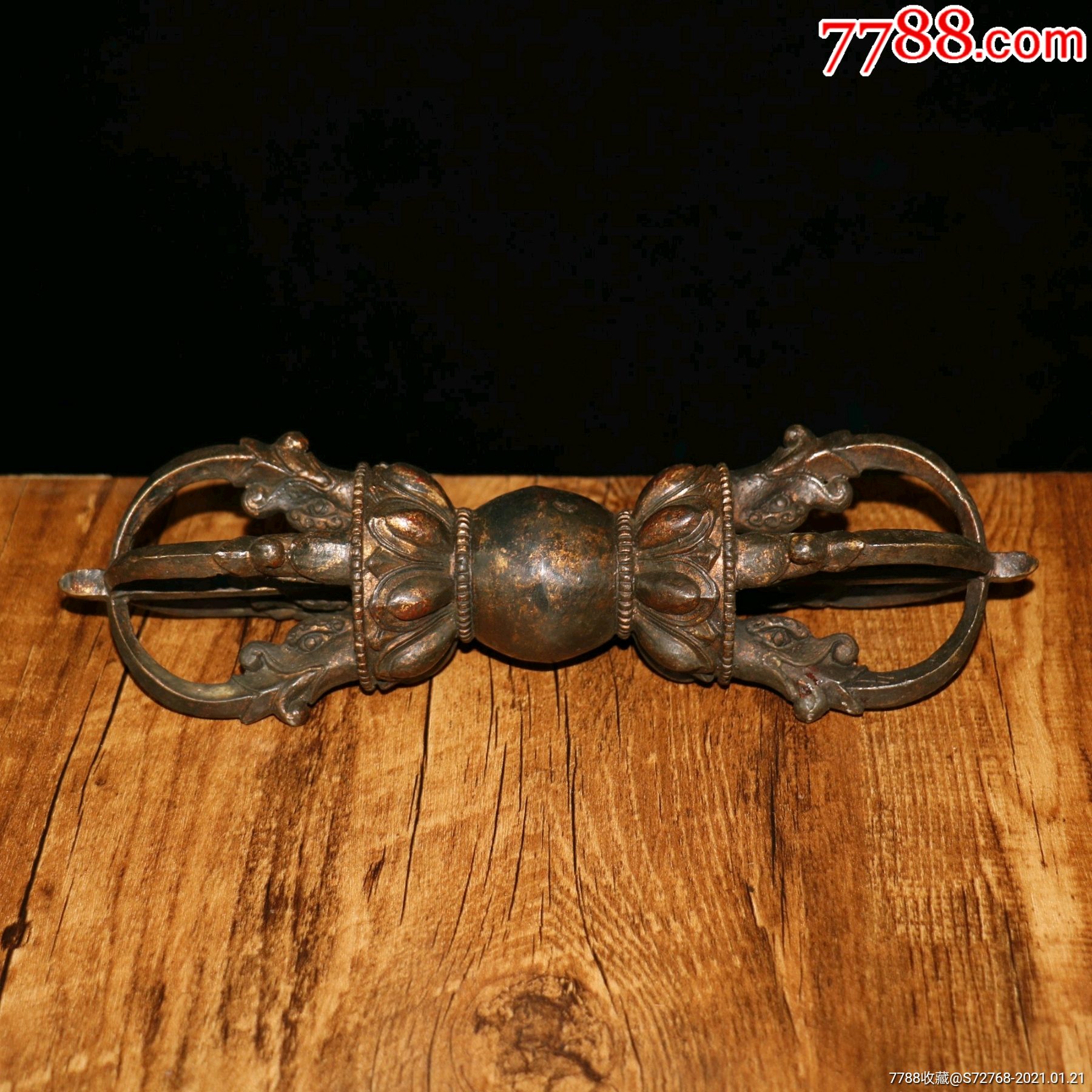 纯铜泥金《金刚降魔杵》镇宅辟邪法器摆件_铜杂件_第1张_7788玉器收藏