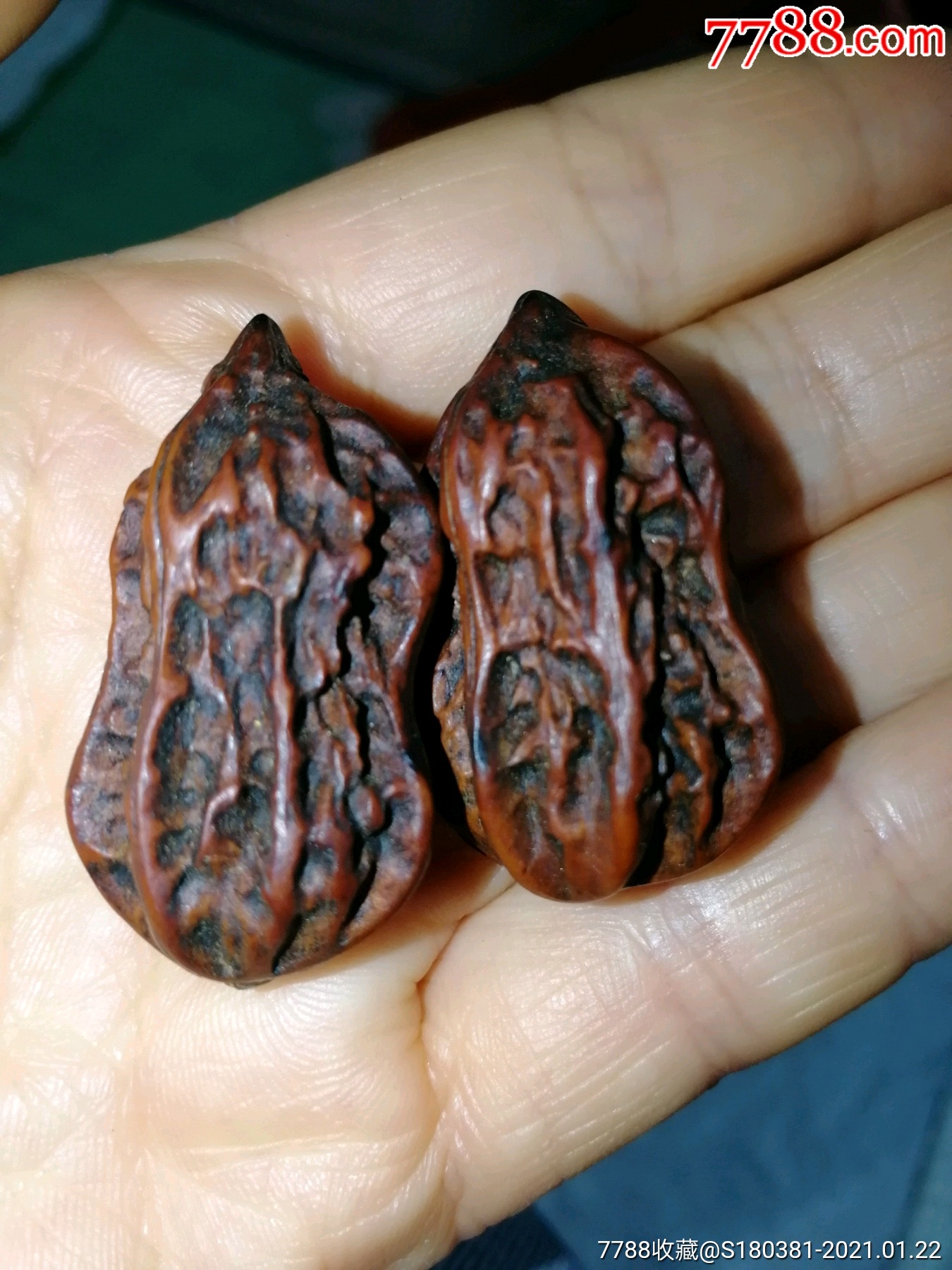 文玩杂项和核桃手把件葫芦形核桃把件文玩核桃一对-文玩核桃-7788旧书