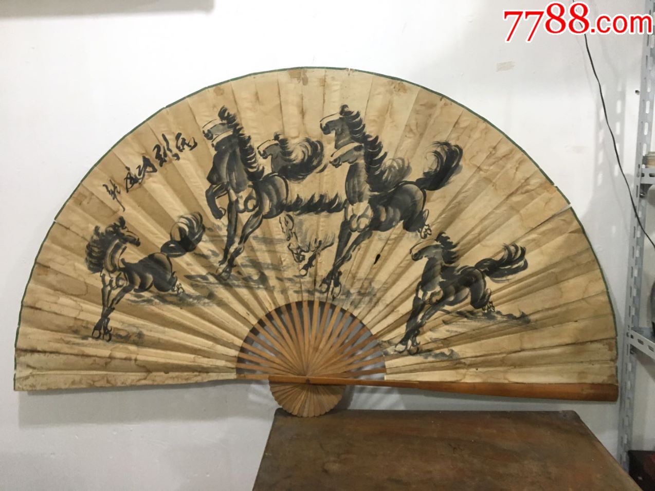 民国八骏马扇子一副-折扇/纸扇-7788二胡