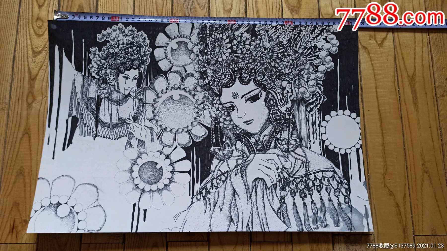 手绘水墨戏曲人物画