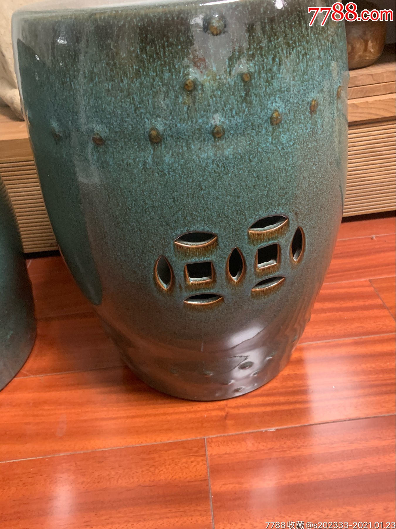 七八十年代**商店定制钧釉鼓凳一对_第2张_7788陶瓷