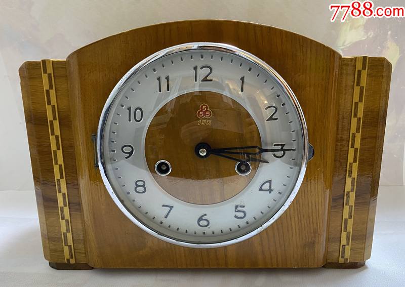 80年代上海555牌三五机械老座钟15天木壳钟表正常走时怀旧收藏