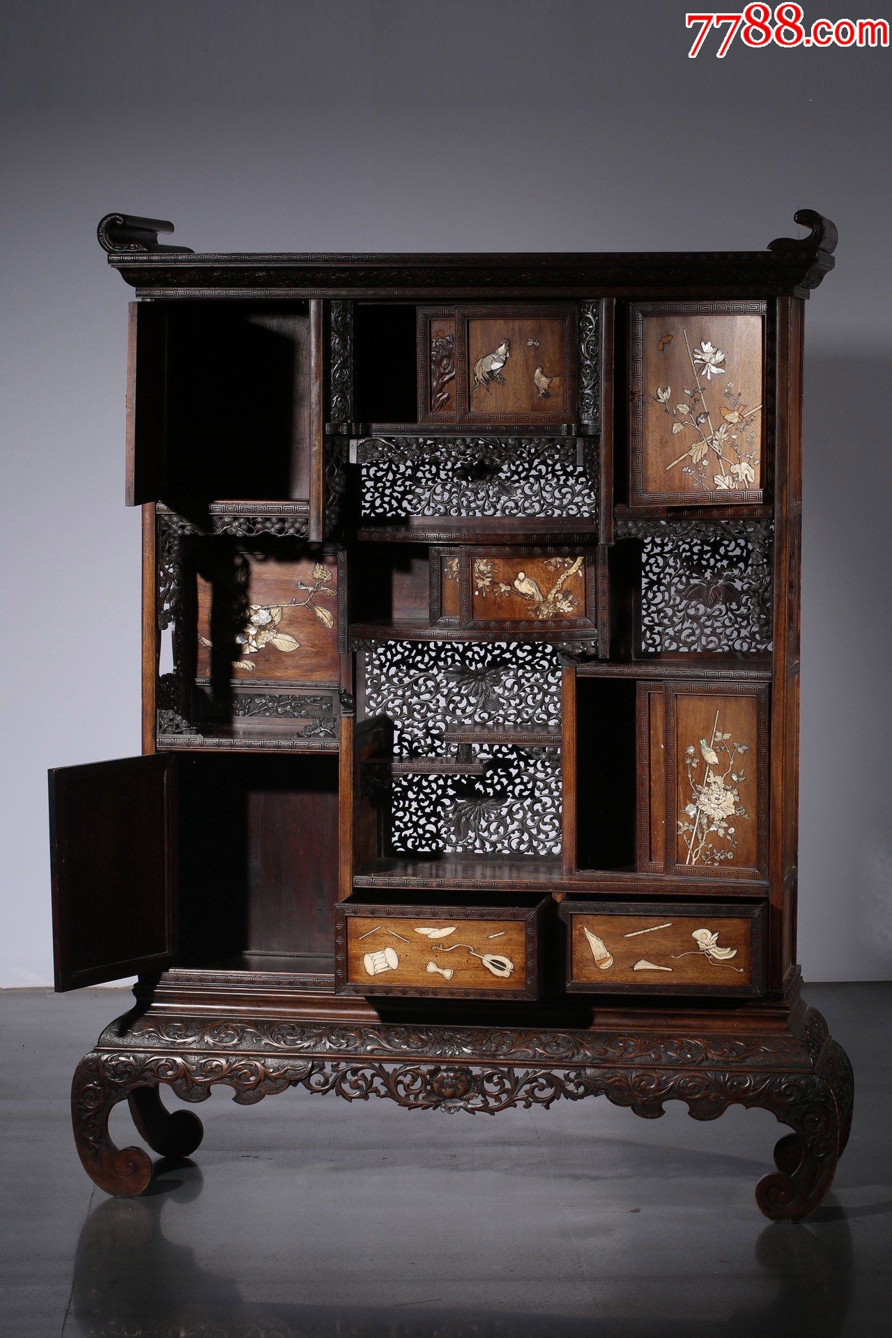 海外回流明治时期芝山工艺高柜