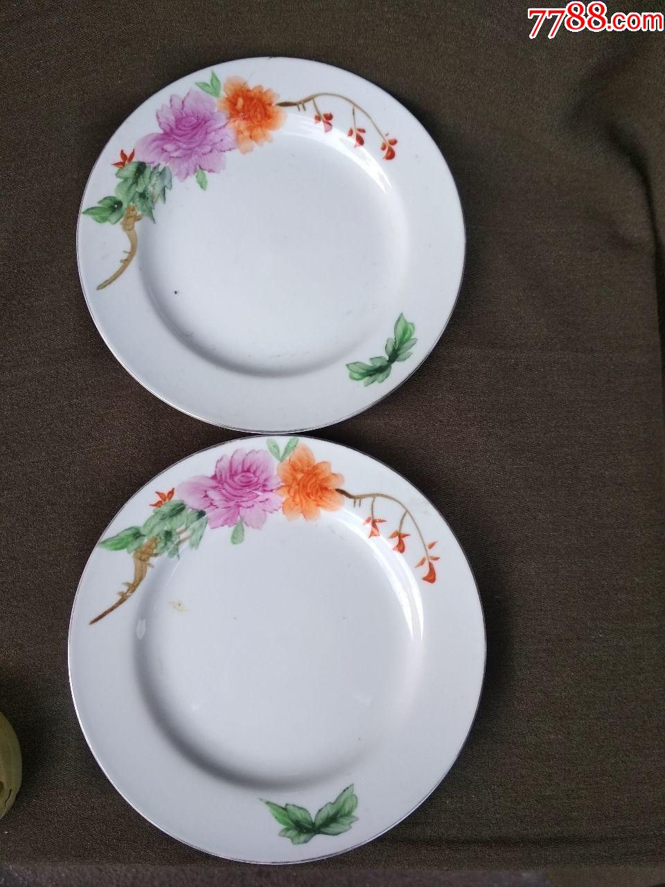 两个文革花卉老盘子_彩绘瓷/彩瓷_图片收藏_回收价格_7788手表收藏