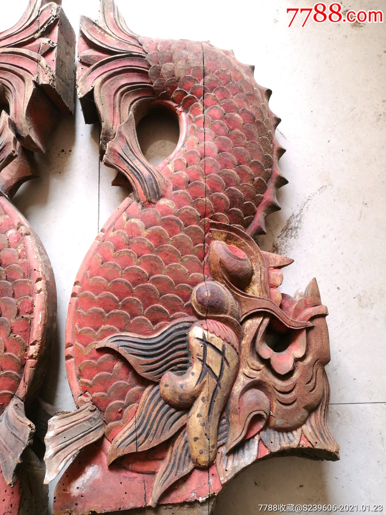 一对清代鳌鱼双面工