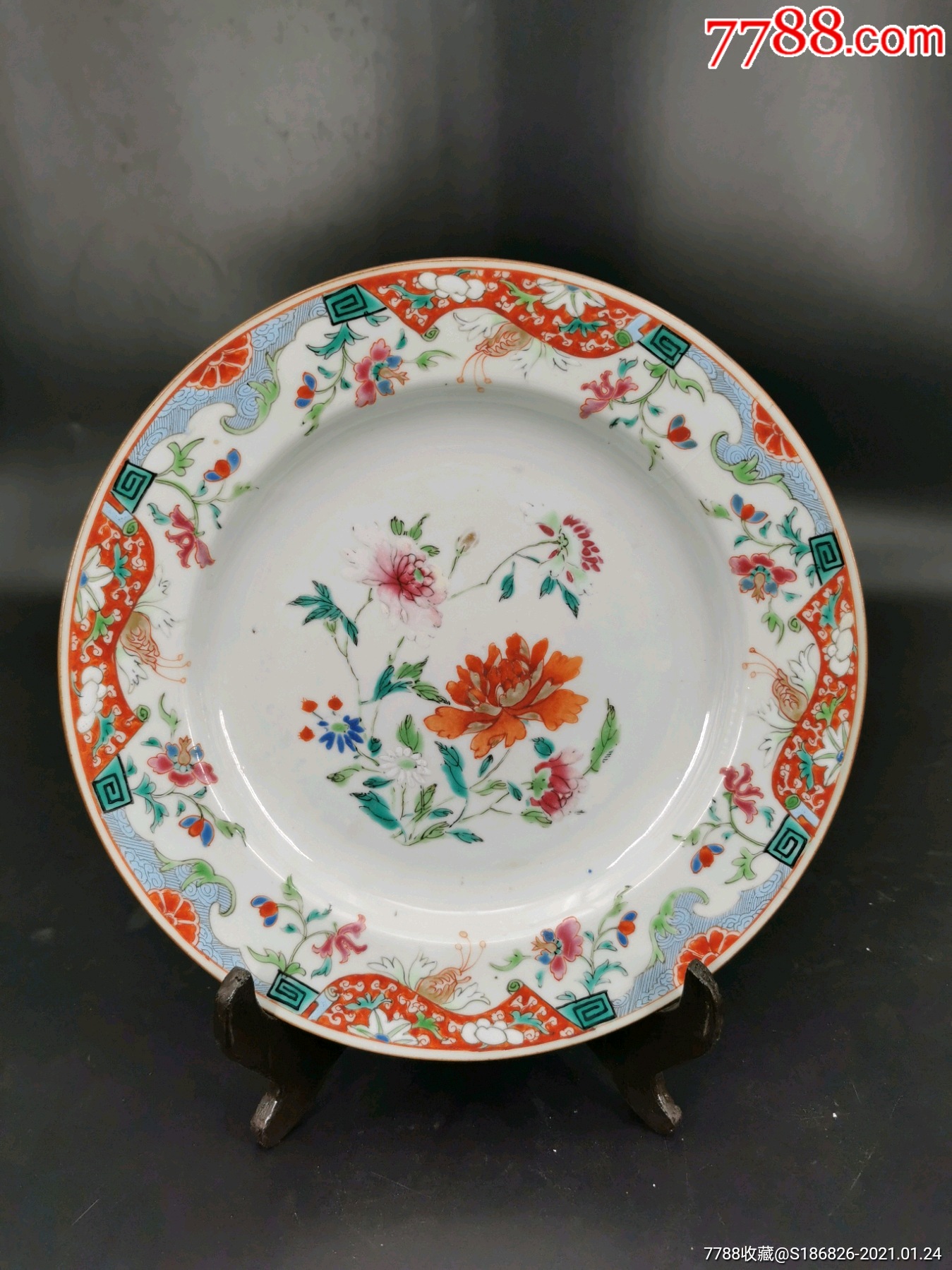 雍正粉彩花卉描金盘