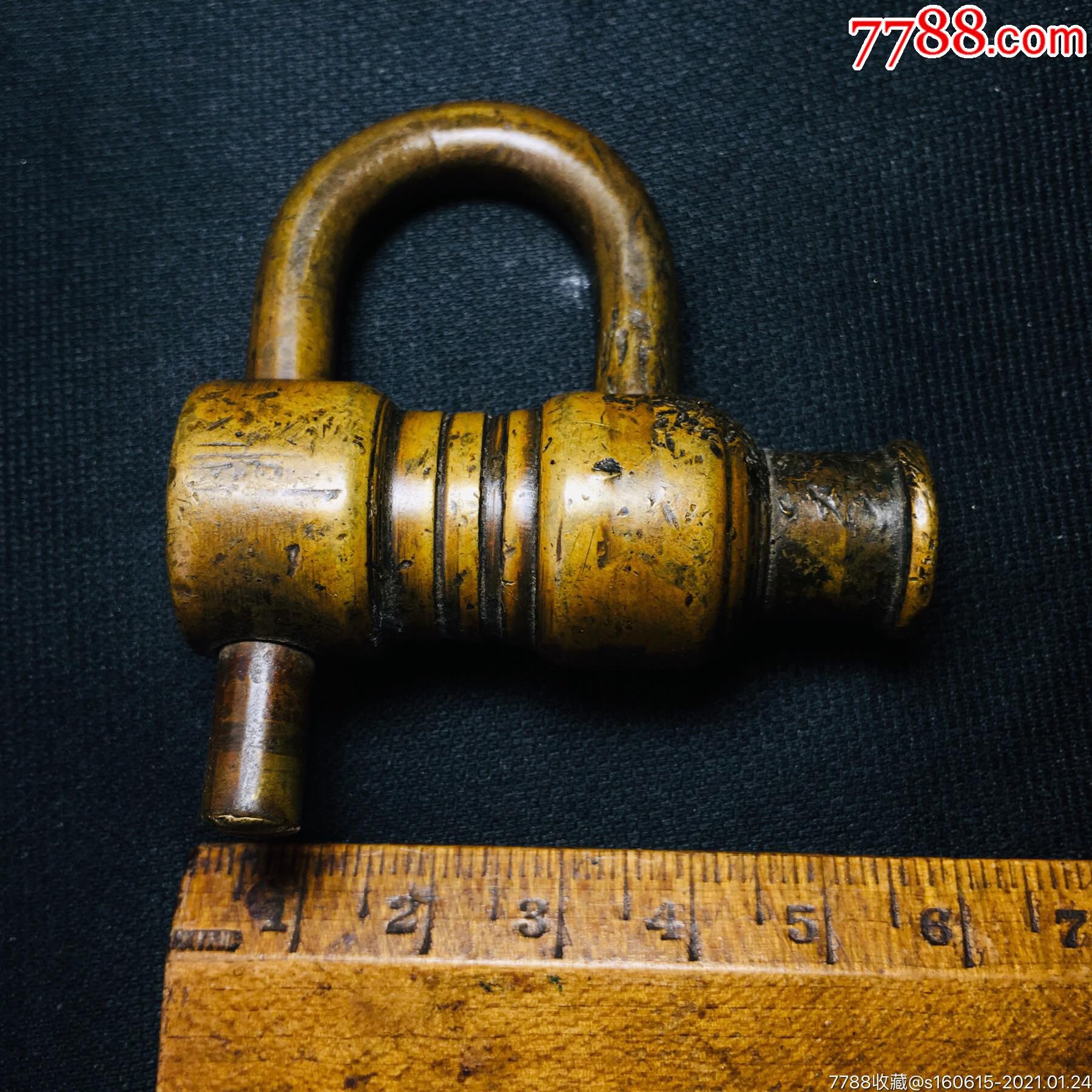 清代西洋古董老铜锁收藏炮形锁黄亮包浆