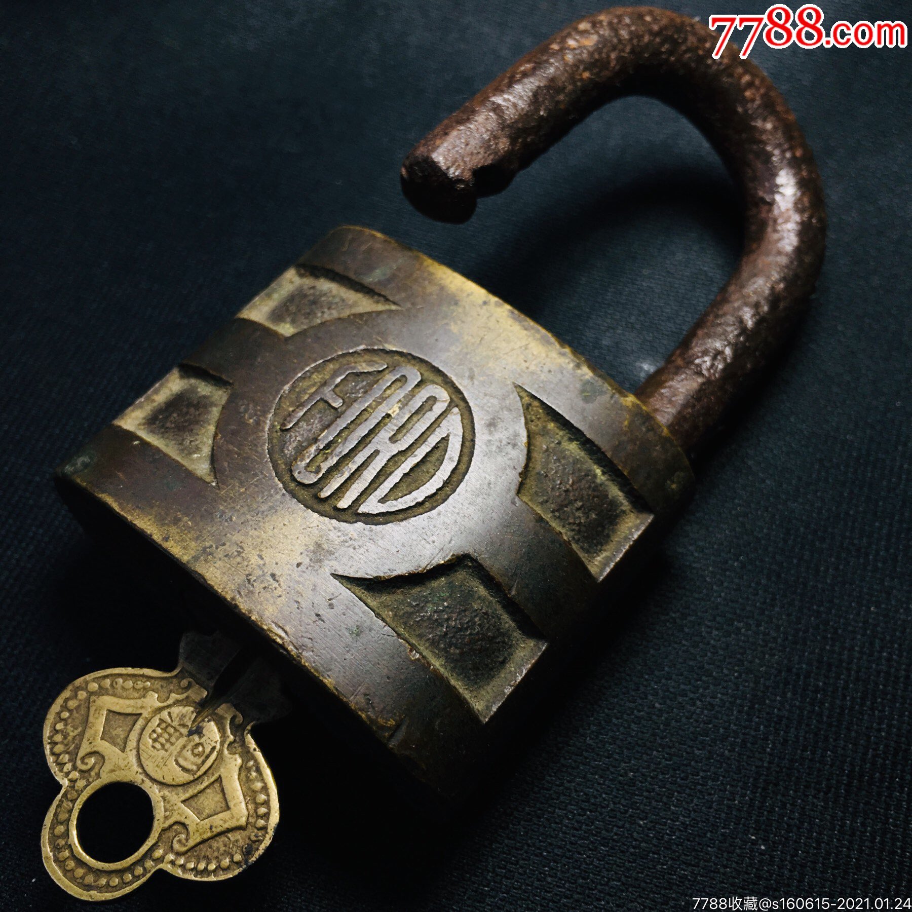 清末民国时期老上海铜挂锁同兴锁厂生产的ford牌