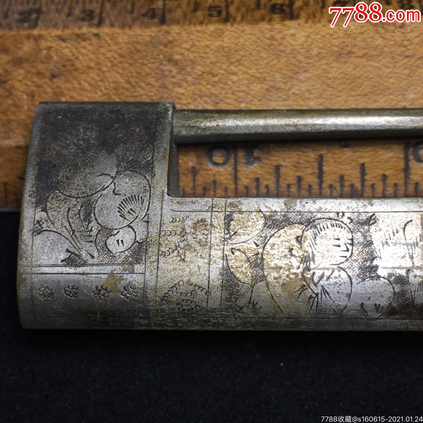 清代名家五成款正字老铜锁特色白铜镀克罗米中华古锁收藏