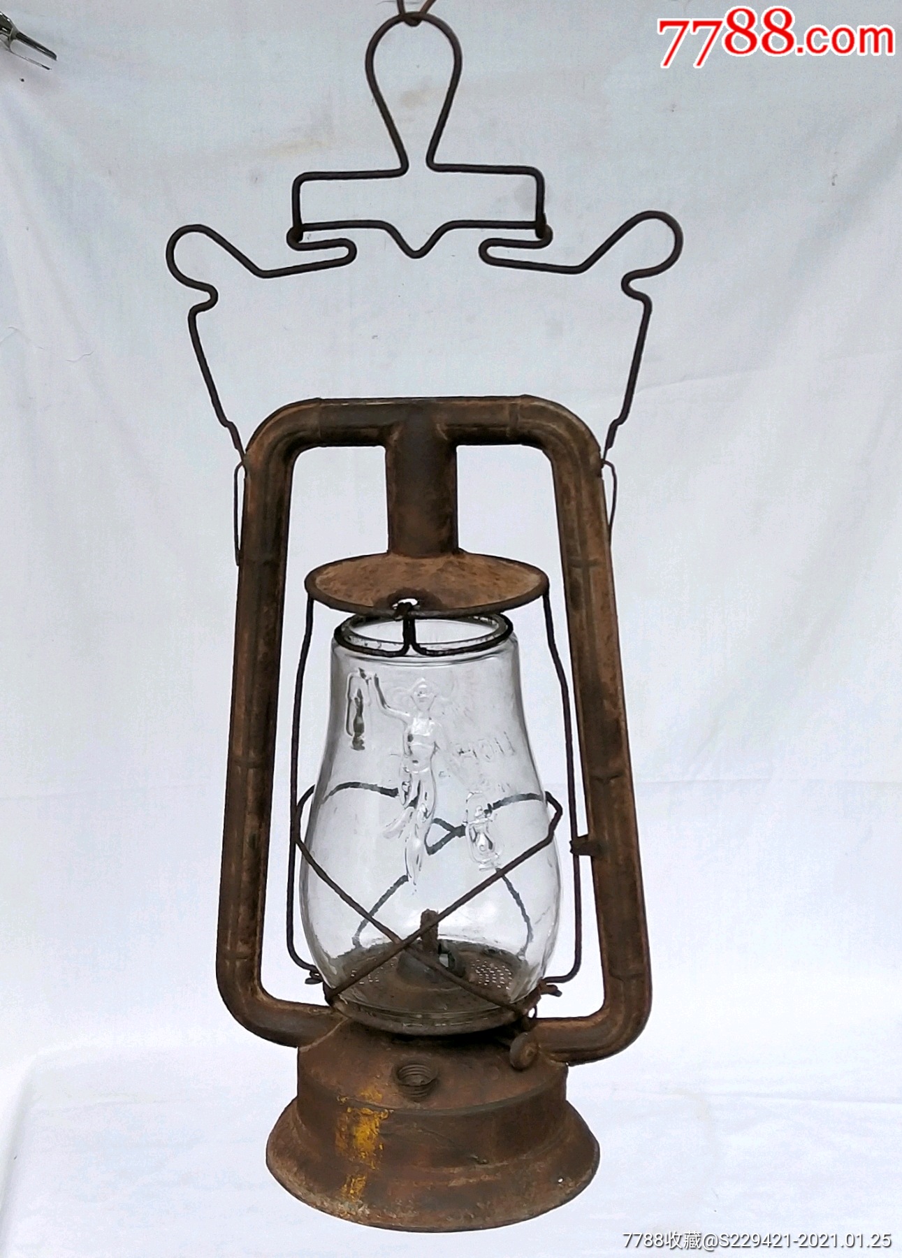 民国兵器战地宿营马灯巡逻防风铁煤油灯进口灯具收藏品