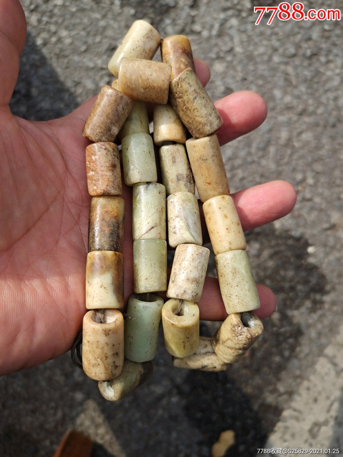 旧藏史前玉管配饰-和田玉-7788收藏