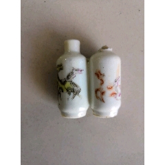 清代光绪粉彩八骏图连体鼻烟壶-鼻烟壶-7788旧书网