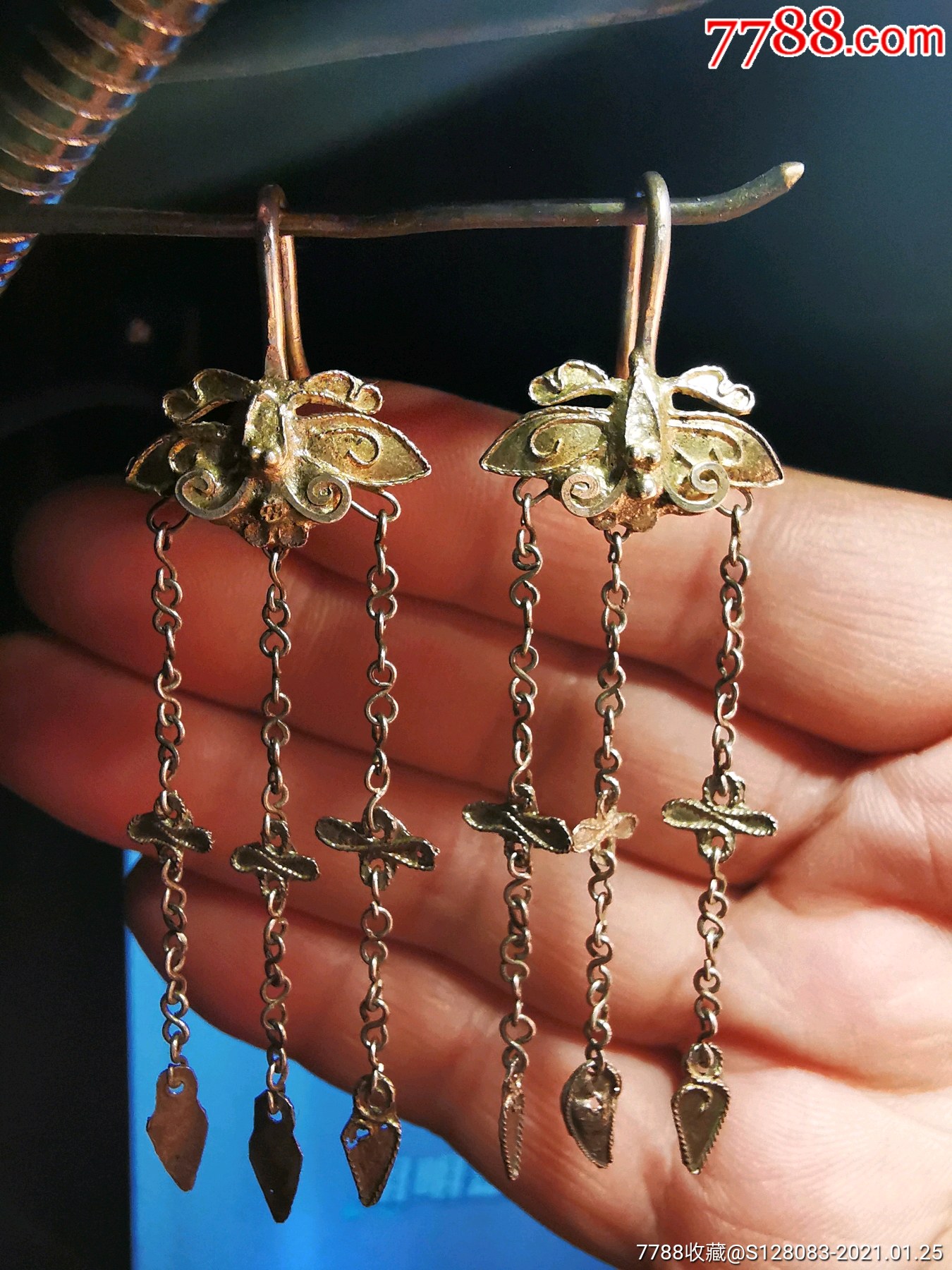 老银流苏耳环一对