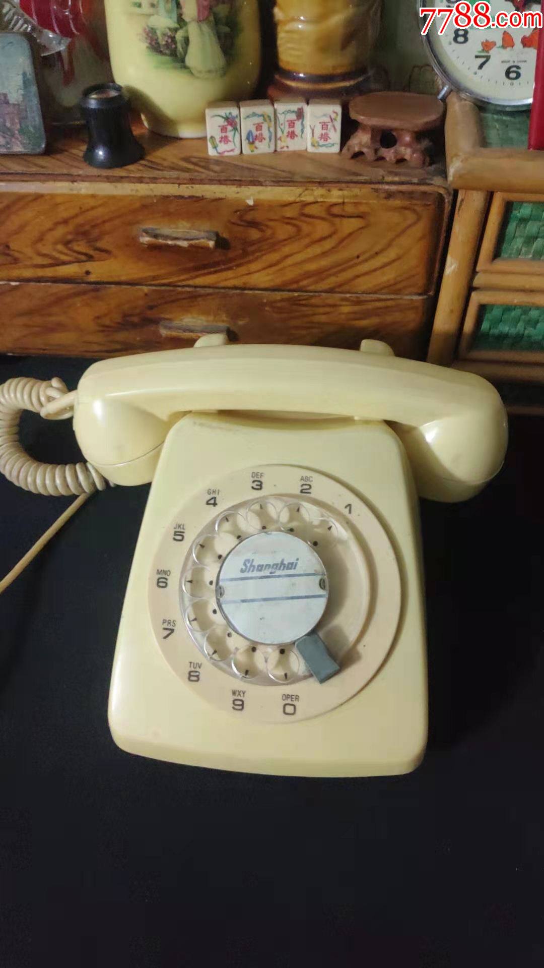 上世纪80-90年代中国上海牌老式拨盘电话台式老电话机民俗老物品滑盘