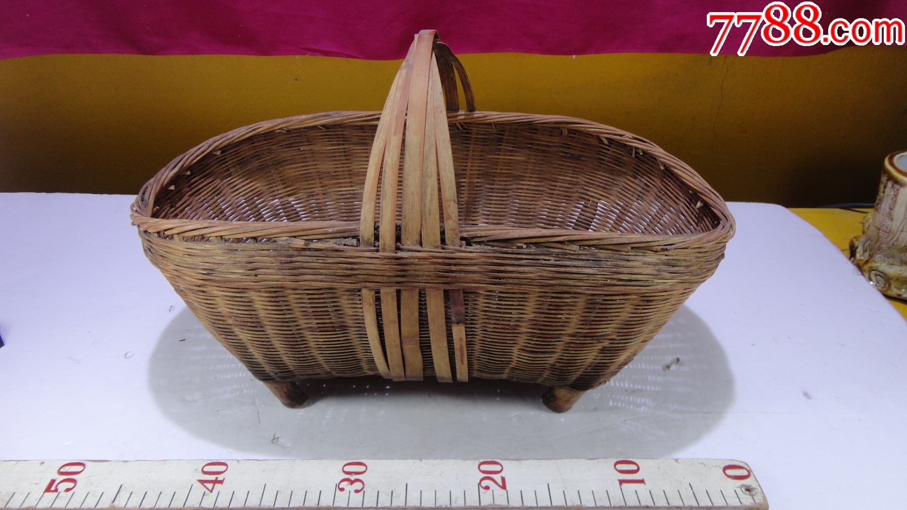 50年代手工编织竹筐竹篮