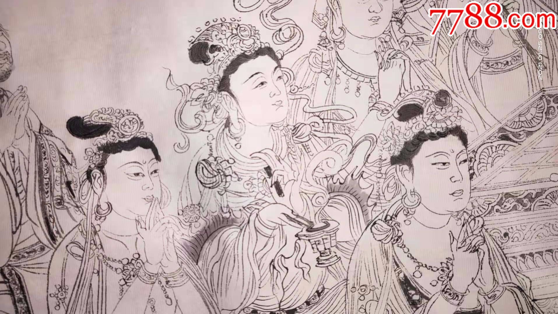 保证纯手工绘画,人物画国画,维摩演教图,画面复杂啊,画很久