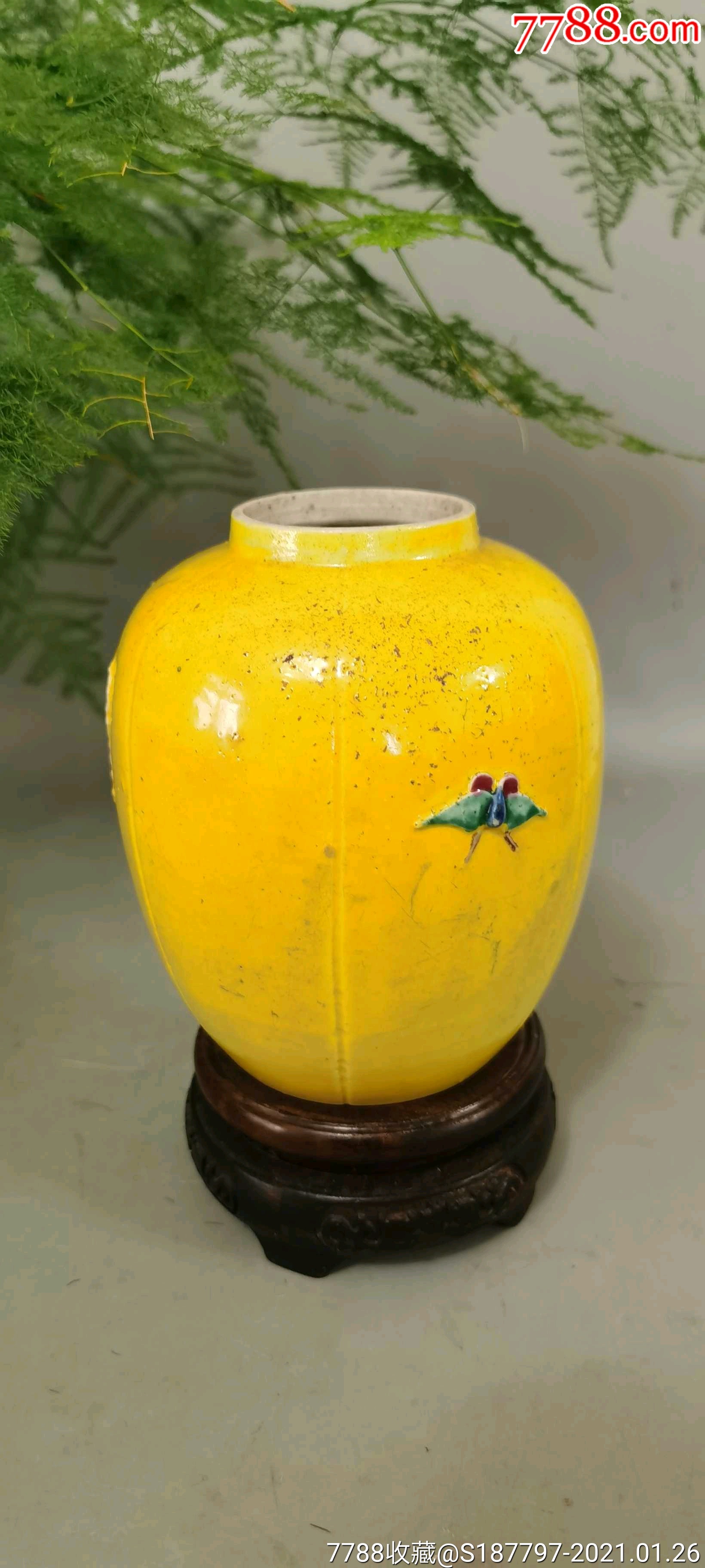 民窑黄釉陶罐图片图片