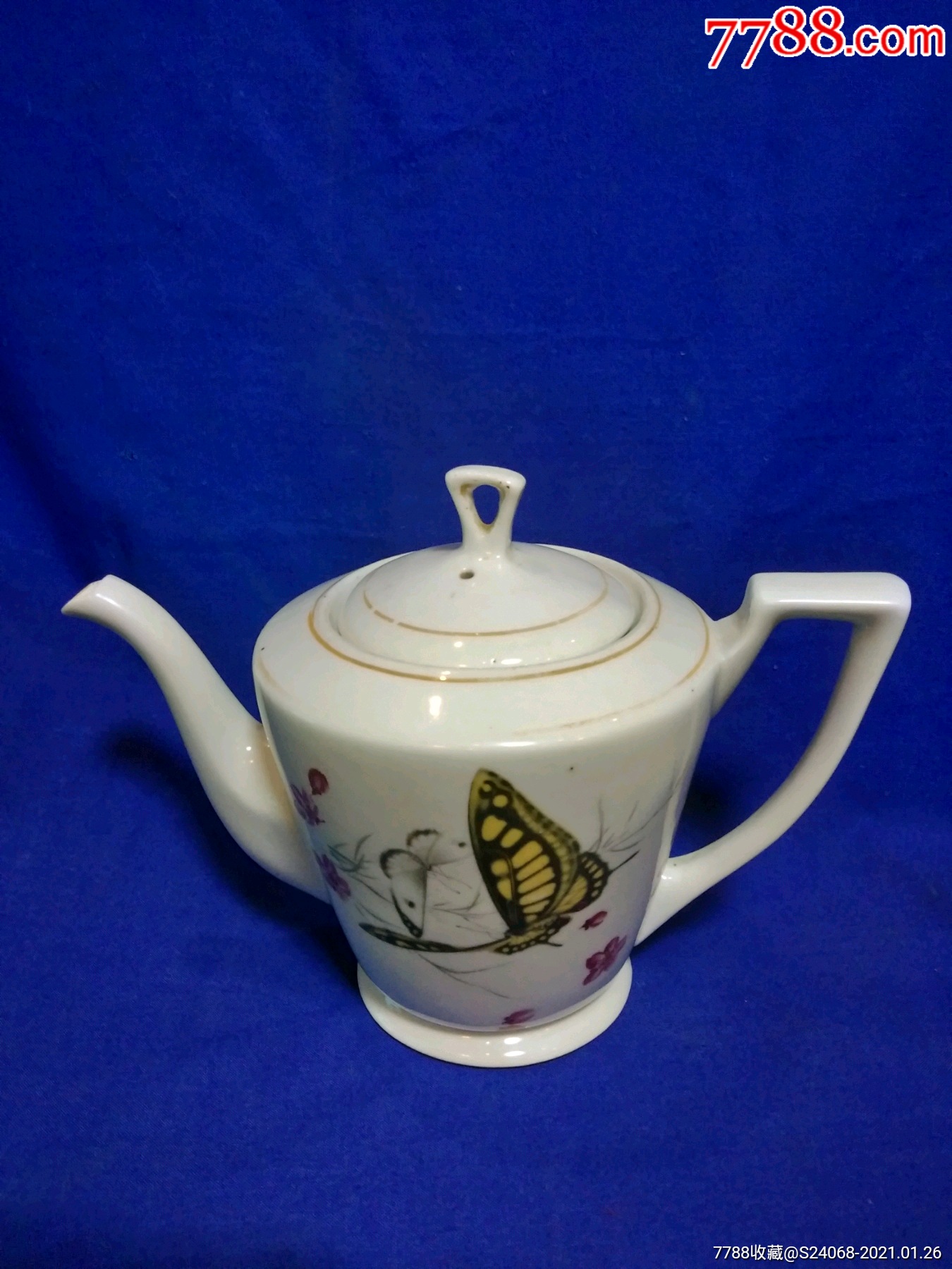 宁夏石嘴山瓷厂蝴蝶茶壶