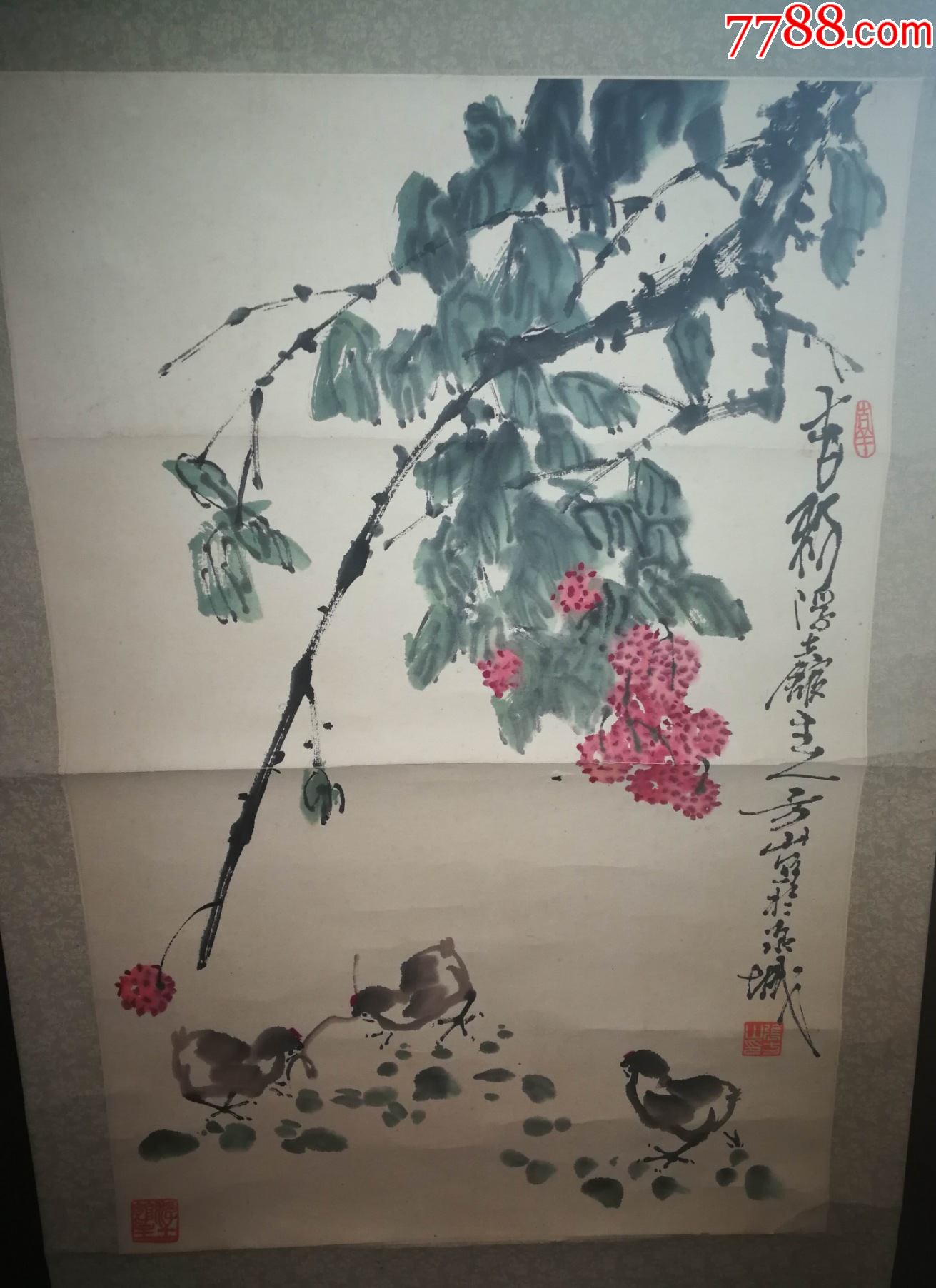 画家张方山手绘作品挂轴尺寸70公分46公分