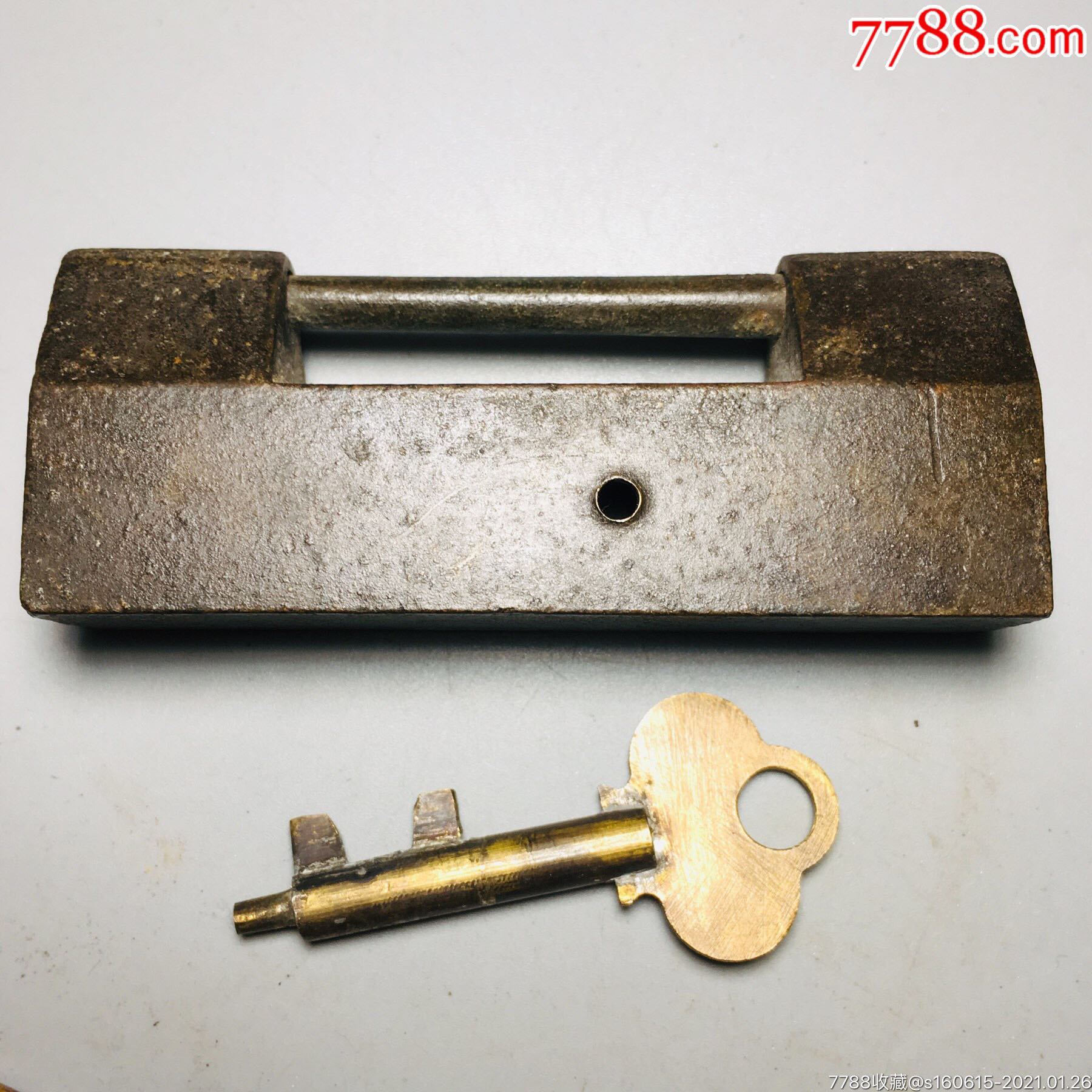 清代名家纯手工五成款旋转结构老铜锁中式古锁收藏