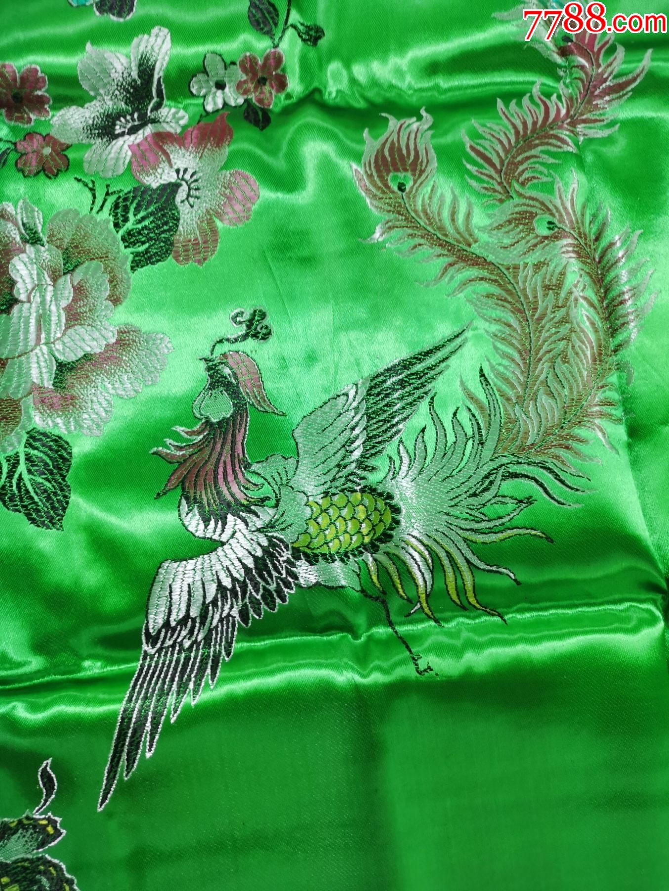 十五彩金丝豪华织锦凤凰牡丹绸缎被面