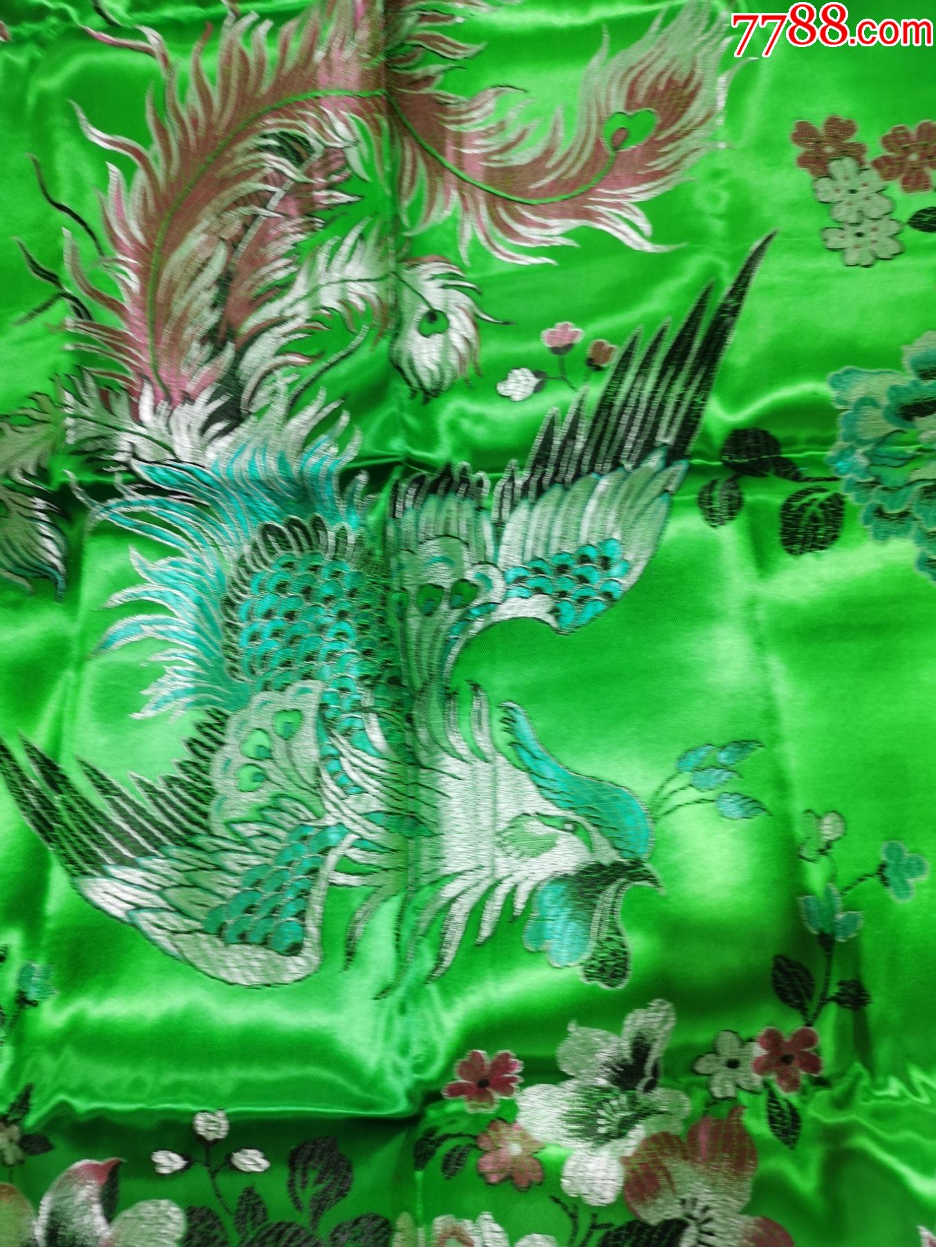 十五彩金丝豪华织锦凤凰牡丹绸缎被面