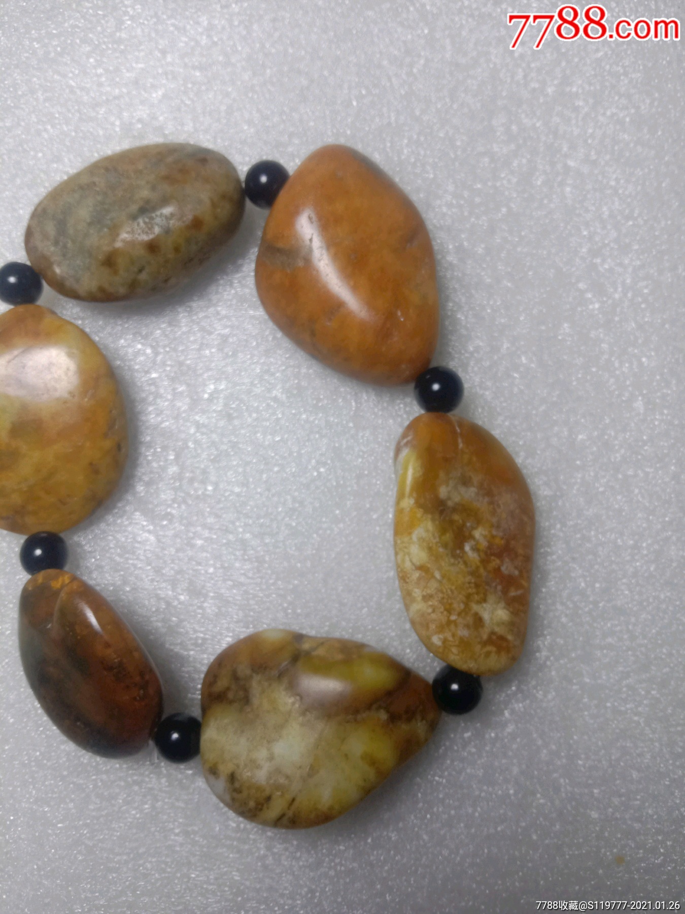 和田黄沁籽料大手串-和田玉-7788收藏