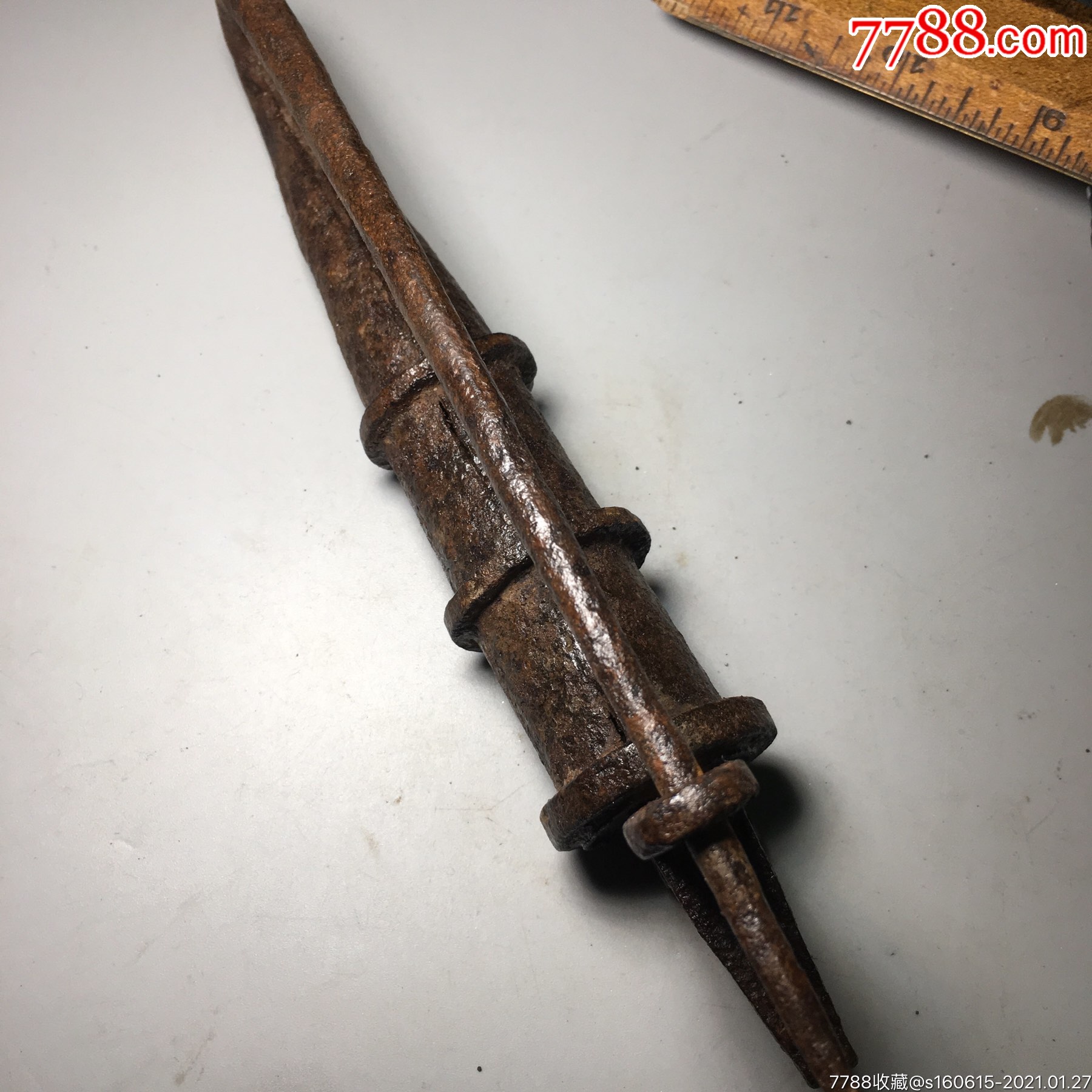 明代清代特大牛尾铁锁中式古锁纯手工老铁锁古董锁具民俗收藏