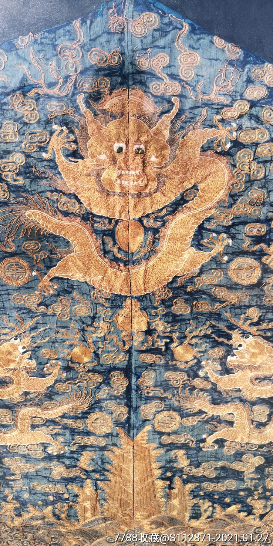 清代王爷级别蟒袍五爪金龙蟒袍前半部分-湘绣画-7788旧货商城