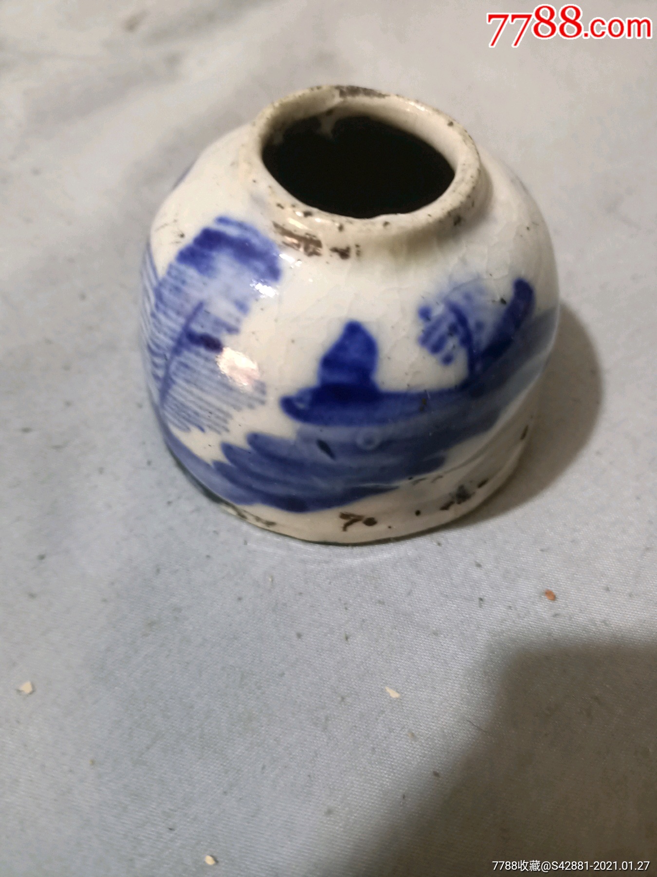 清代文房青花水盂645