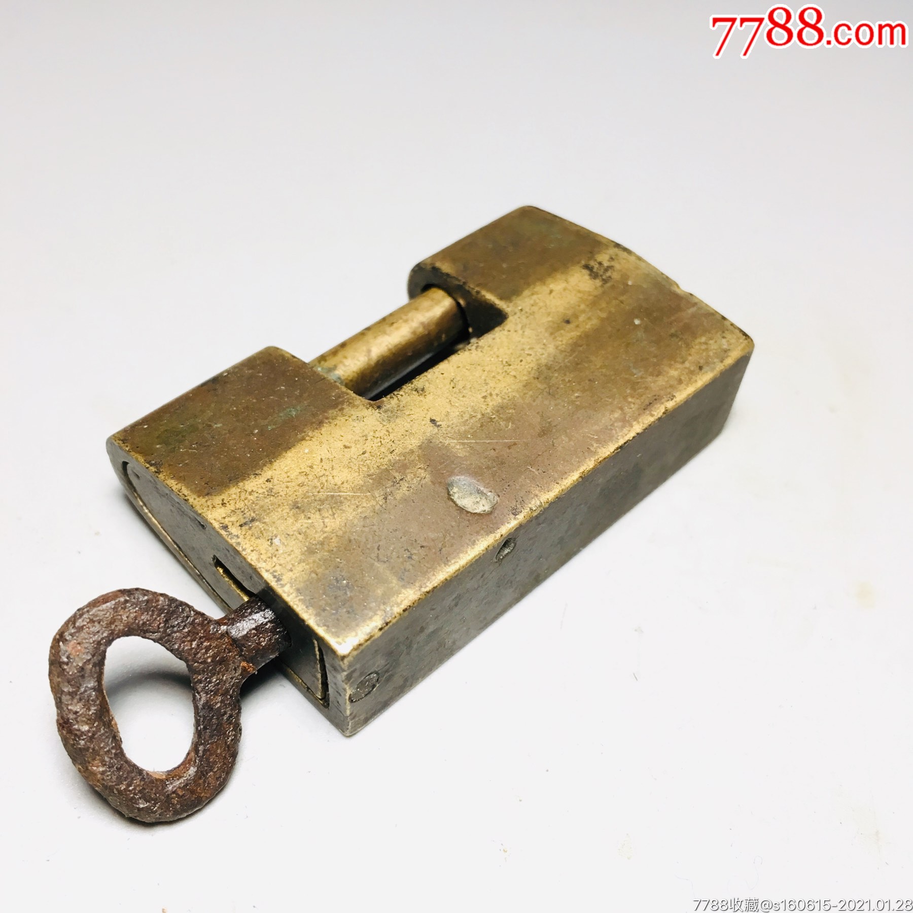 少见的清代侧面旋转老铜锁中式风格古锁特殊老锁头古锁具收藏