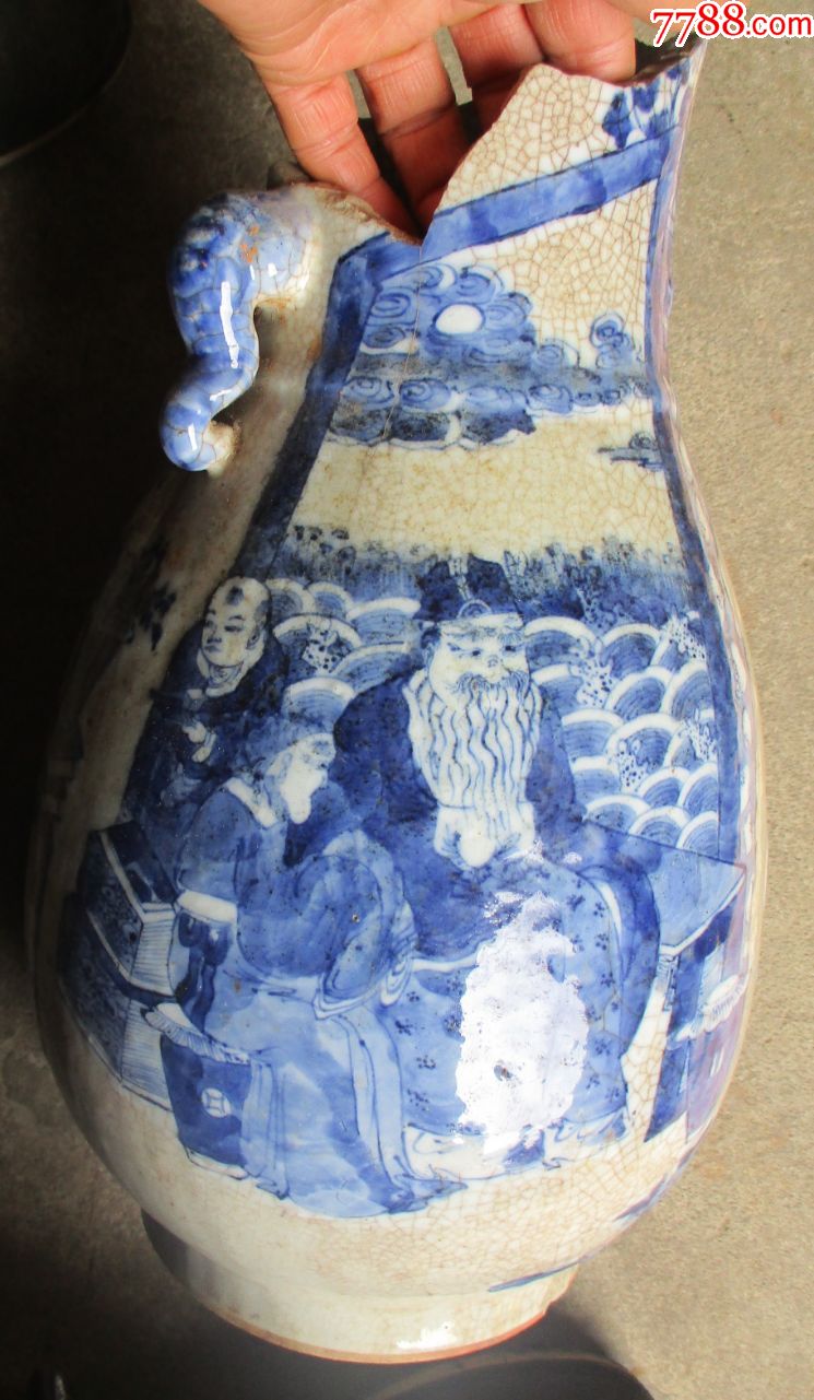 康熙清花人物大罐残件_青花瓷_一世开元【7788旧书网】