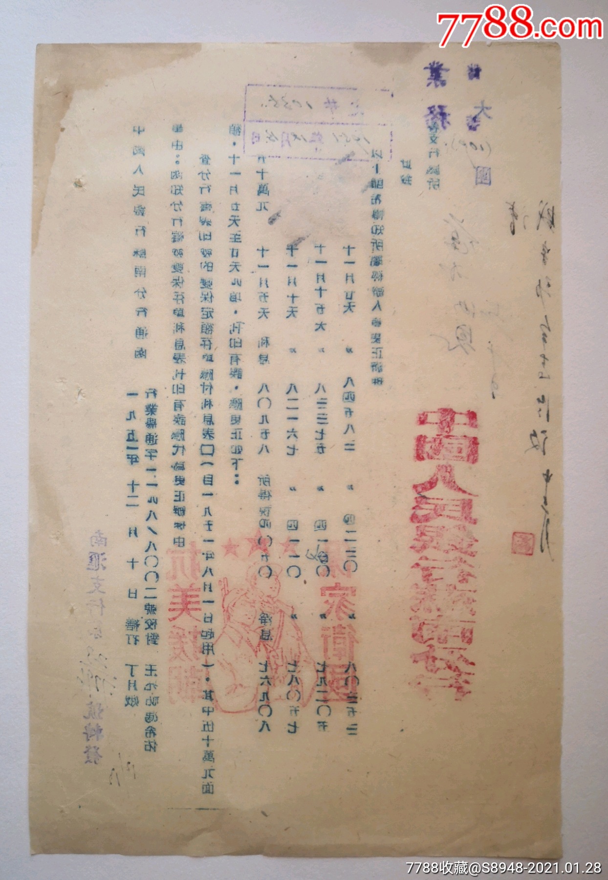 1951年中国人民银行苏南分行通函_其他单据/函/表_第4张_7788模型收藏