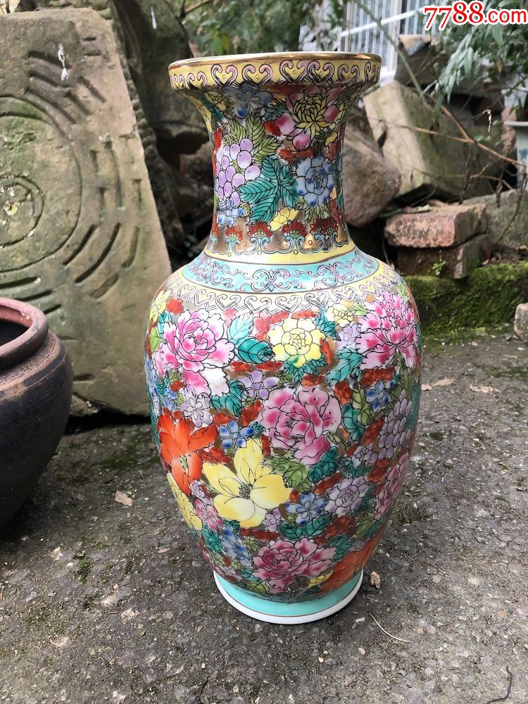 567粉彩百花不落地花瓶