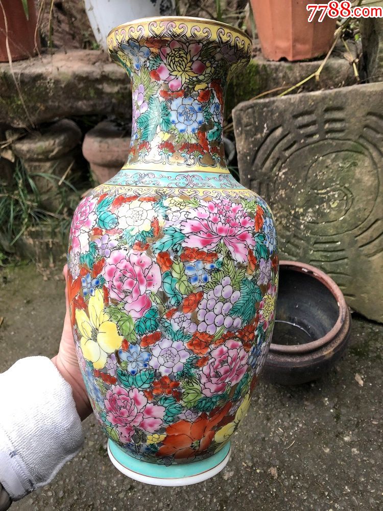 567粉彩百花不落地花瓶