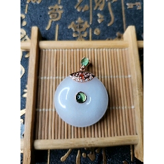 【精品】正宗新疆金絲玉一級(jí)白平安扣掛墜