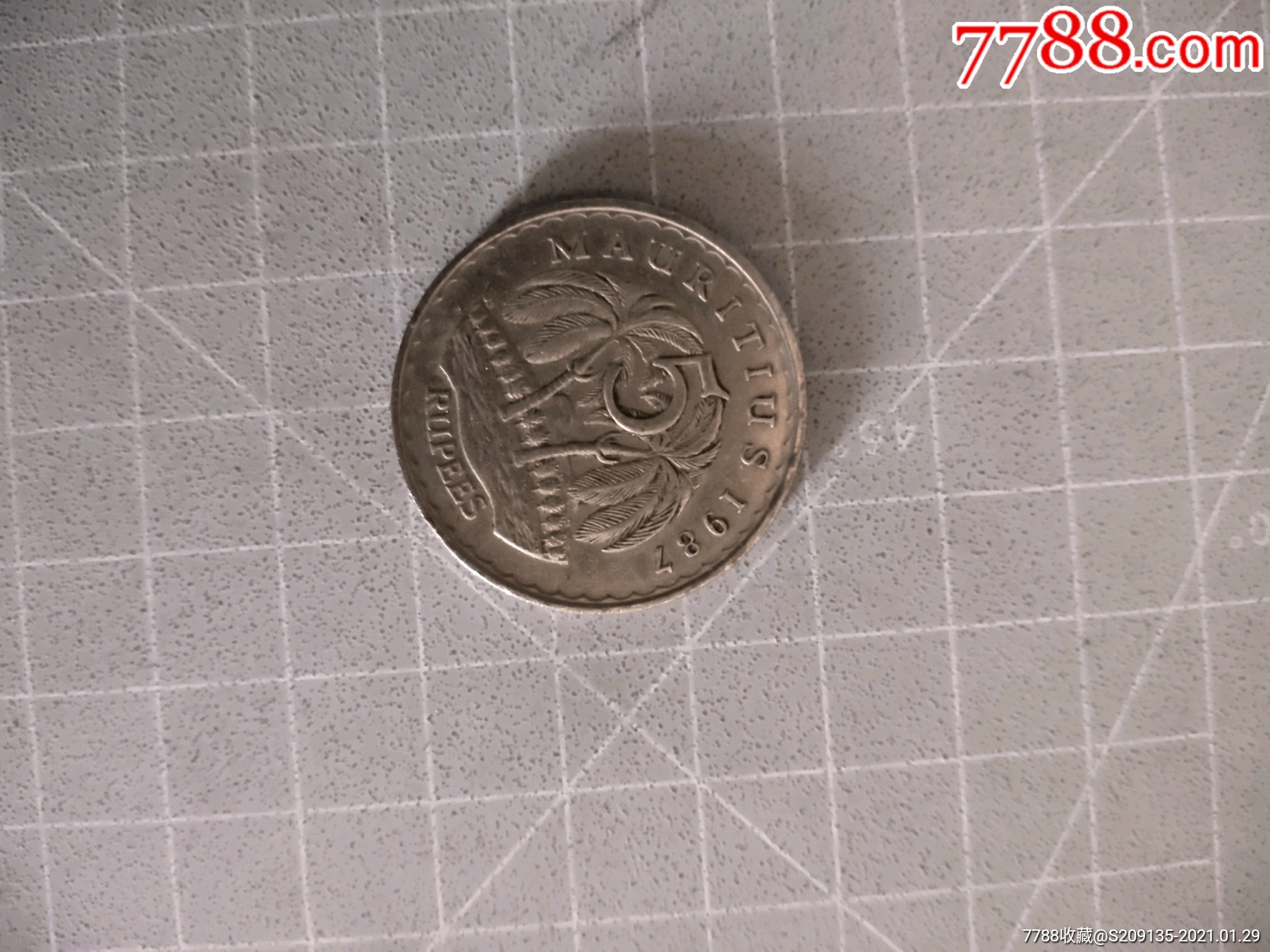 外国硬币毛里求斯5卢比大币,全场拍够五十元包邮发货